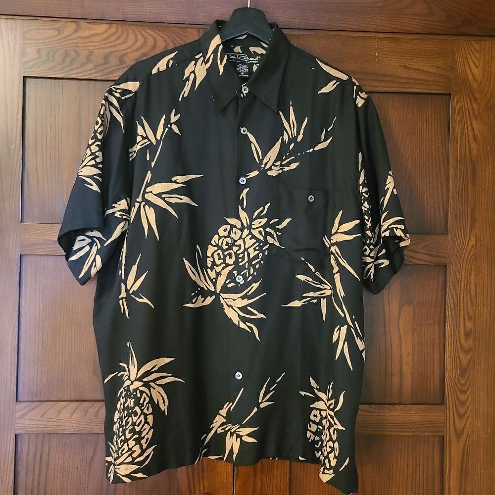 Men's Tori Richard Silk Blend Button Down Shirt Pinapple M/L